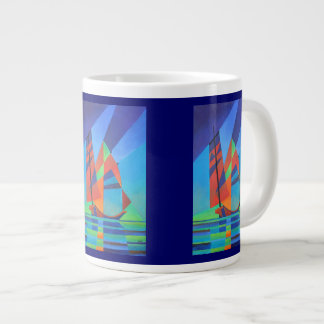 Abstract Art Junk Boat Against Deep Blue Sky Large Coffee Mug