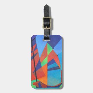 Abstract Art Junk Boat Against Deep Blue Sky Luggage Tag