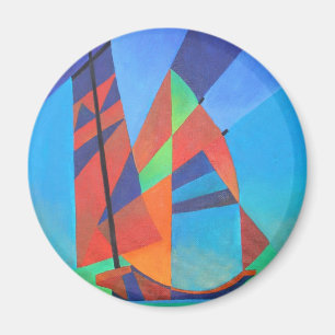 Abstract Art Junk Boat Against Deep Blue Sky Magnet