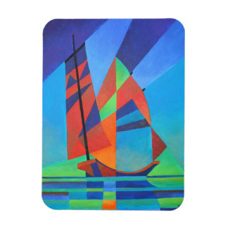 Abstract Art Junk Boat Against Deep Blue Sky Magnet
