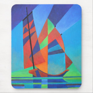 Abstract Art Junk Boat Against Deep Blue Sky Mouse Mat