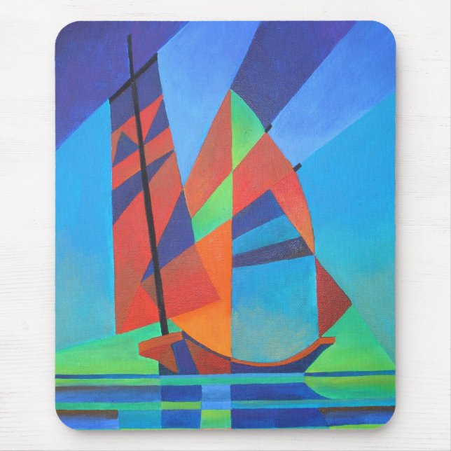 Abstract Art Junk Boat Against Deep Blue Sky Mouse Mat (Front)