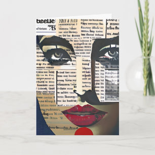 Abstract Art   Lady's Face Digital Text Art Holiday Card