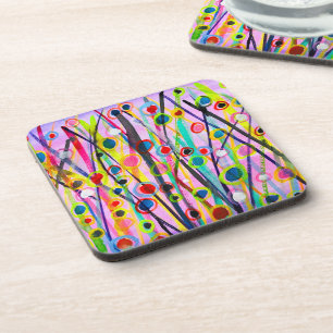 abstract art landscape colourful watercolor coaster