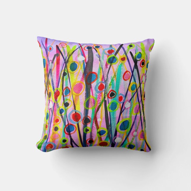 abstract art landscape colourful watercolor cushion (Front)