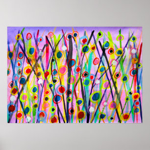 abstract art landscape colourful watercolor poster