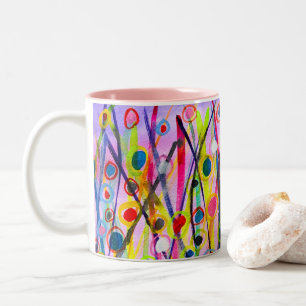 abstract art landscape colourful watercolor Two-Tone coffee mug