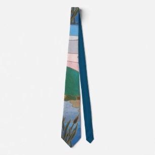 abstract art landscape pattern blue green and pink tie