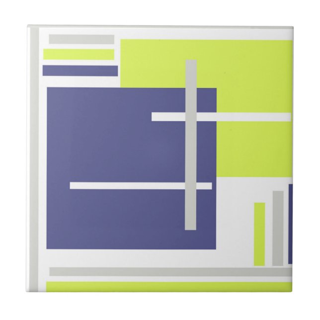 Abstract Art Lavender Blue Yellow White Tile (Front)