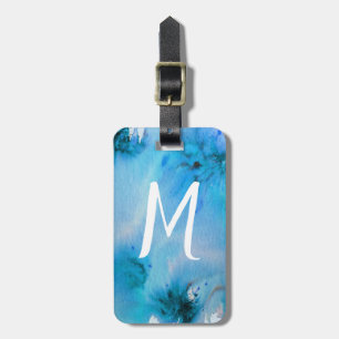 Abstract art luggage tag: customised blue green tag
