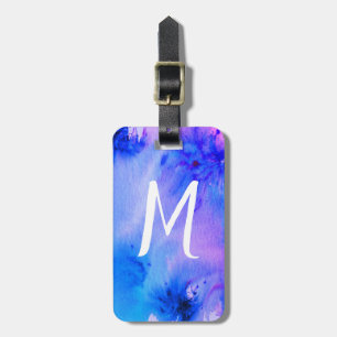 Abstract art luggage tag: customised blue purple tag