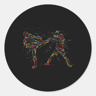 Abstract Art Martial Artist Karate Classic Round Sticker