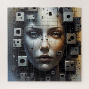 Abstract Art Matrix Girl Jigsaw Puzzle