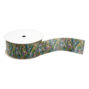 Abstract Art Medical Icon Pattern Grosgrain Ribbon