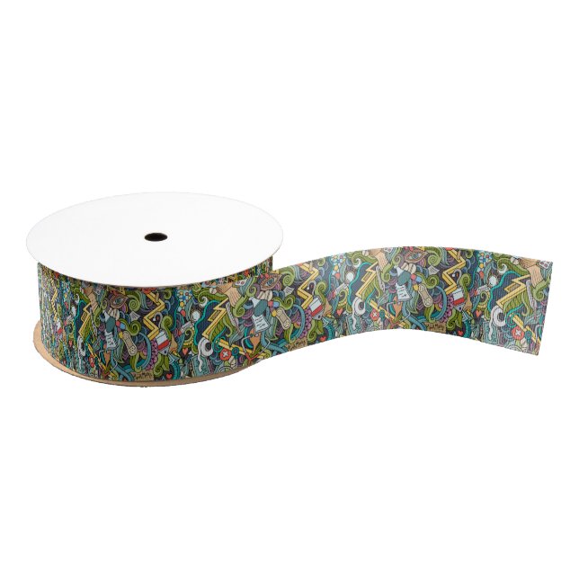 Abstract Art Medical Icon Pattern Grosgrain Ribbon (Spool)