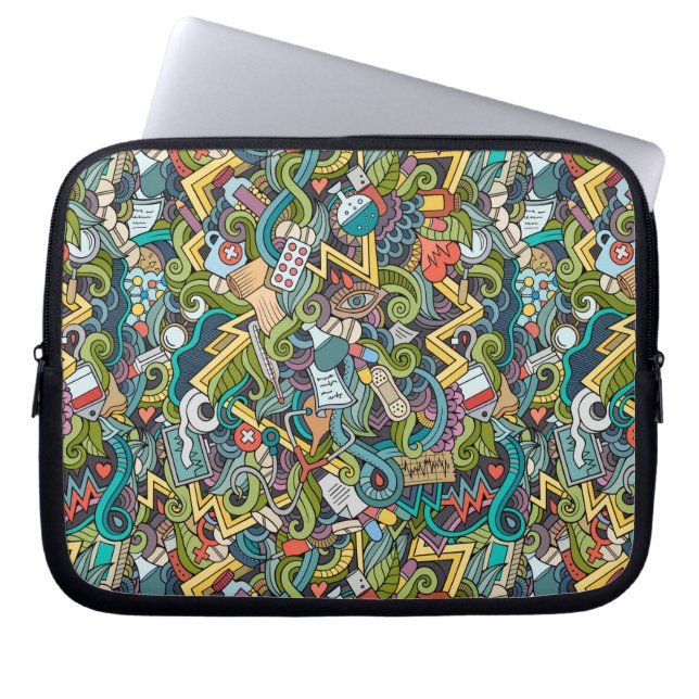 Abstract Art Medical Icon Pattern Laptop Sleeve (Front)