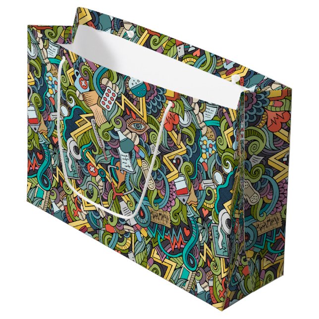 Abstract Art Medical Icon Pattern Large Gift Bag (Front Angled)