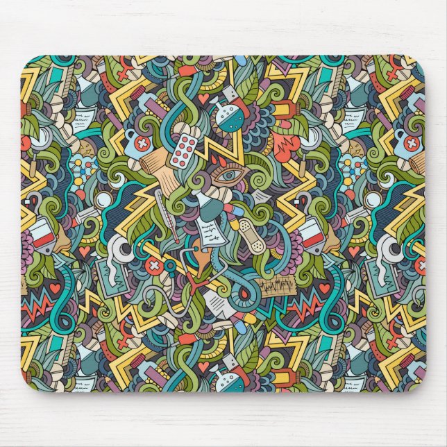 Abstract Art Medical Icon Pattern Mouse Mat (Front)