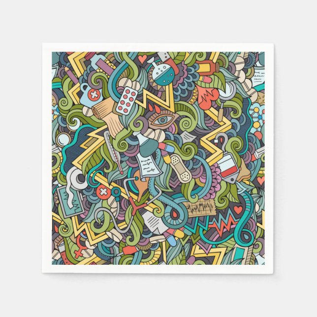 Abstract Art Medical Icon Pattern Napkin (Front)