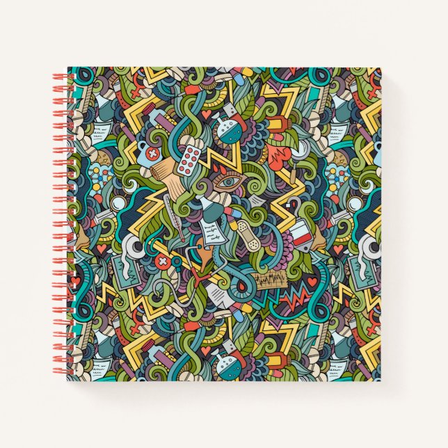 Abstract Art Medical Icon Pattern Notebook (Front)