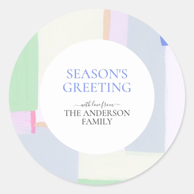 Abstract Art Merry Christmas Holiday Gift Classic  Classic Round Sticker (Front)