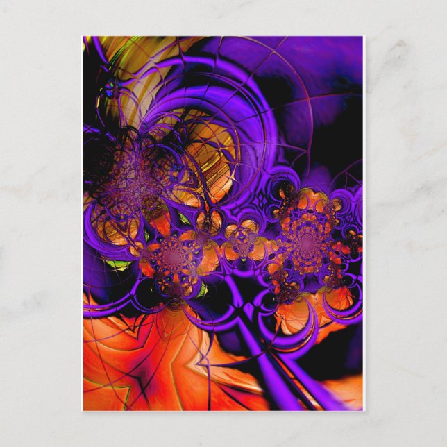 Abstract Art Metal Purple Orange Crochet Zizzago Postcard (Front)