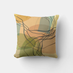 abstract art mid century style warm colours cushion