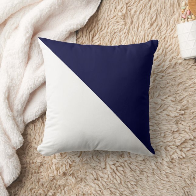 Abstract Art Minimalism Dark Blue White Cushion (Blanket)
