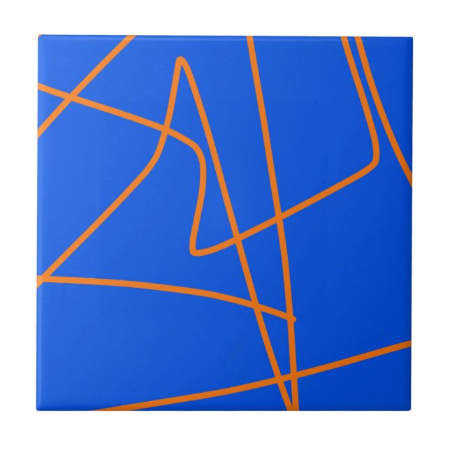 Abstract Art Minimalism Pastel Orange Blue Tile (Front)
