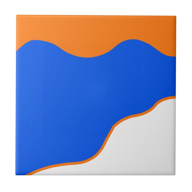 Abstract Art Minimalism Pastel Orange Blue Tile (Front)