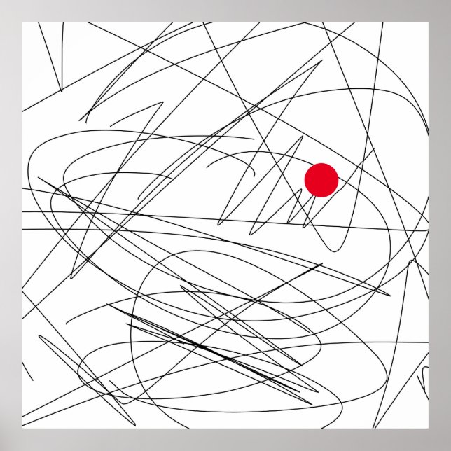 Abstract Art Minimalism Red Dot Focus Poster (Front)