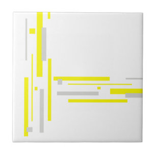 Abstract Art Minimalism Yellow Grey Tile