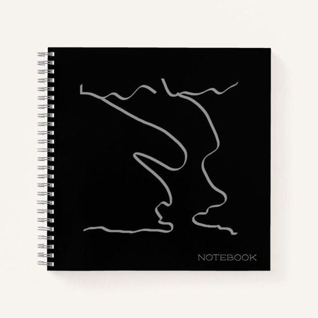 Abstract Art Minimalistic Face Grey Black Notebook (Front)