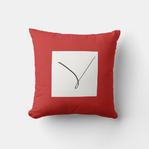 Abstract Art Minimalistic Red Black V Line Cushion