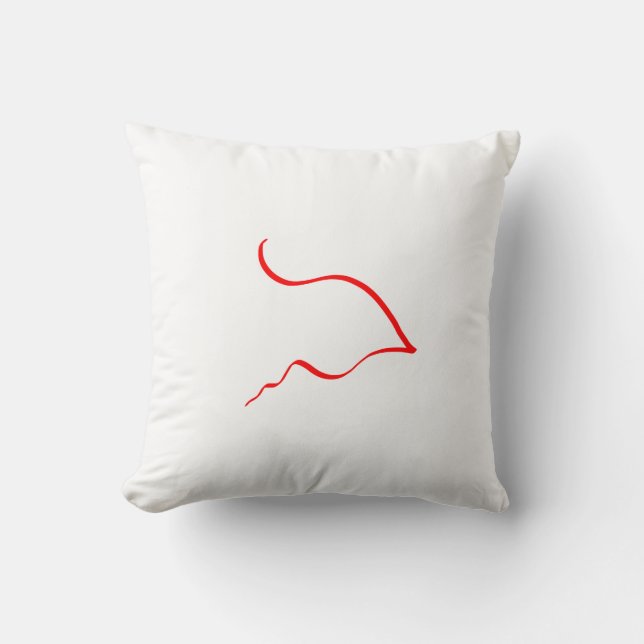 Abstract Art Minimalistic Red Line Cushion (Front)
