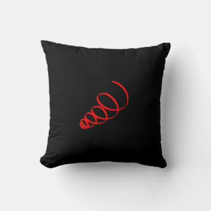 Abstract Art Minimalistic Red Spiral Black Cushion