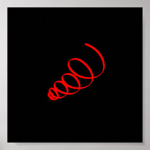 Abstract Art Minimalistic Red Spiral Black Poster