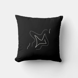Abstract Art Minimalistic White Black Cushion