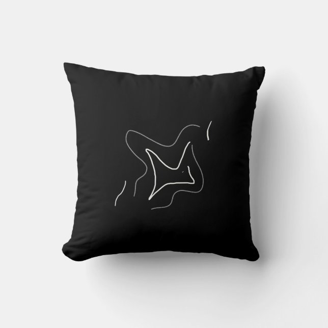 Abstract Art Minimalistic White Black Cushion (Front)