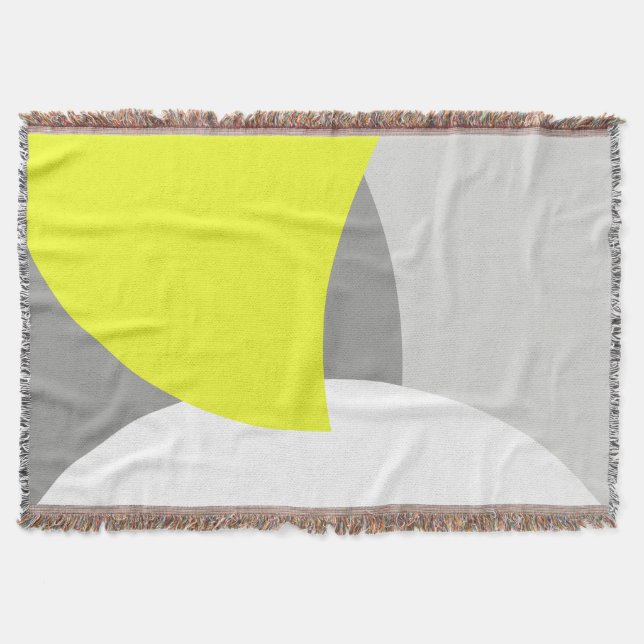 Abstract Art Minimalistic Yellow Grey Blanket (Front)