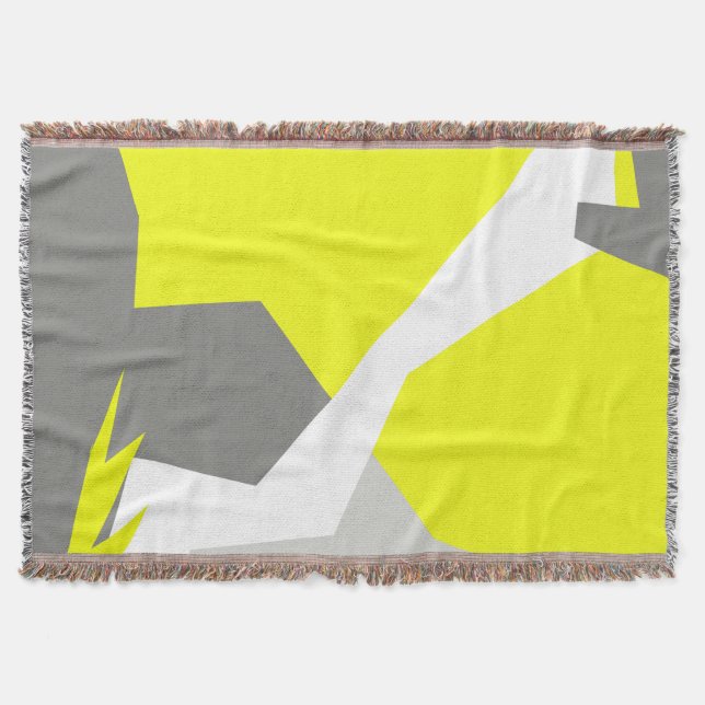 Abstract Art Minimalistic Yellow Grey Blanket (Front)