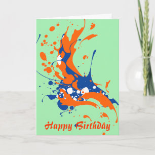 Abstract Art Mint Green Happy Birthday paint Card