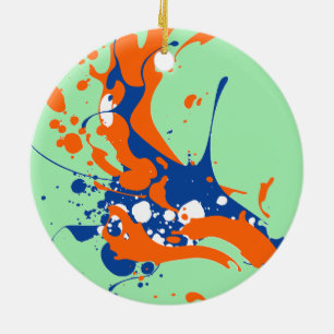 Abstract Art Mint Green Modern Art paint splash Ceramic Tree Decoration