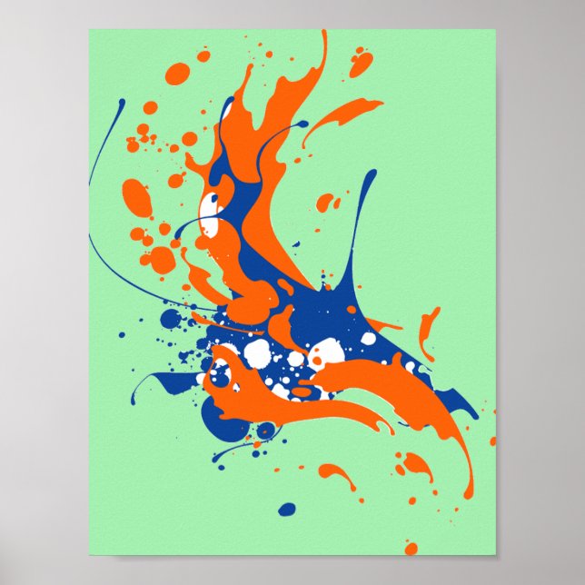 Abstract Art Mint Green Modern art paint splash Poster (Front)