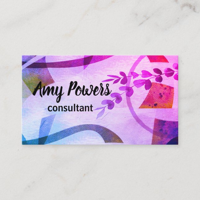 abstract  art modern chic purple and blue business card (Front)