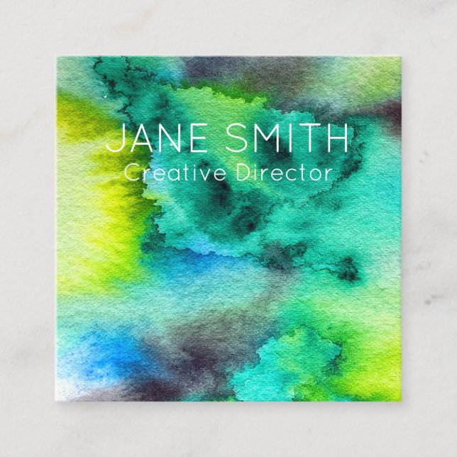 Abstract art modern colourful creative industry square business card (Front)