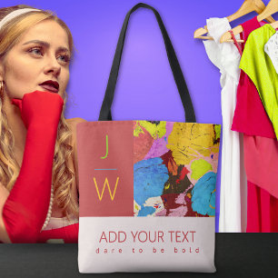 Abstract Art Modern Monogram Tote Bag