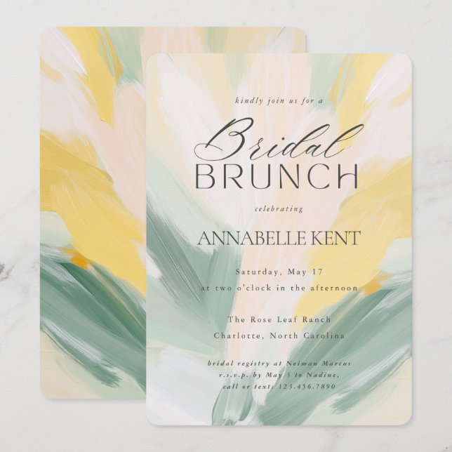 Abstract Art Modern Painting Wedding Bridal Brunch Invitation (Front/Back)