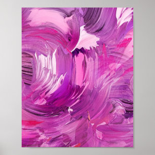 Abstract Art Modern Purple Pink White Poster