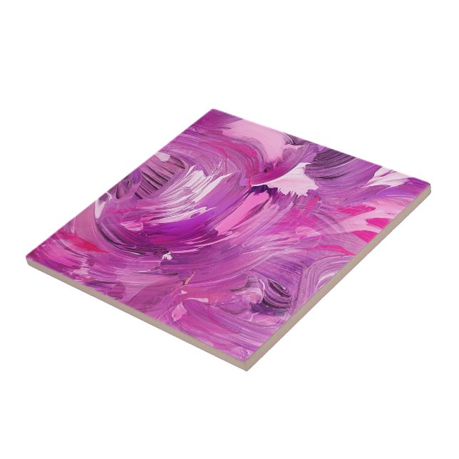 Abstract Art Modern Purple Pink White Tile (Side)